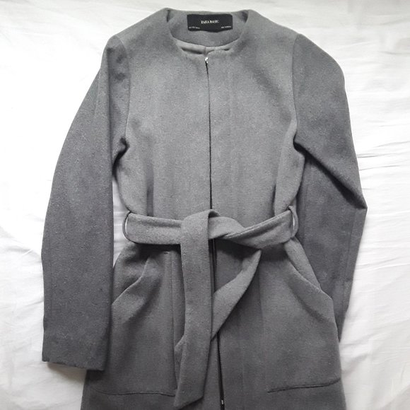 Zara Grey Wool Long Coat - Picture 1 of 5